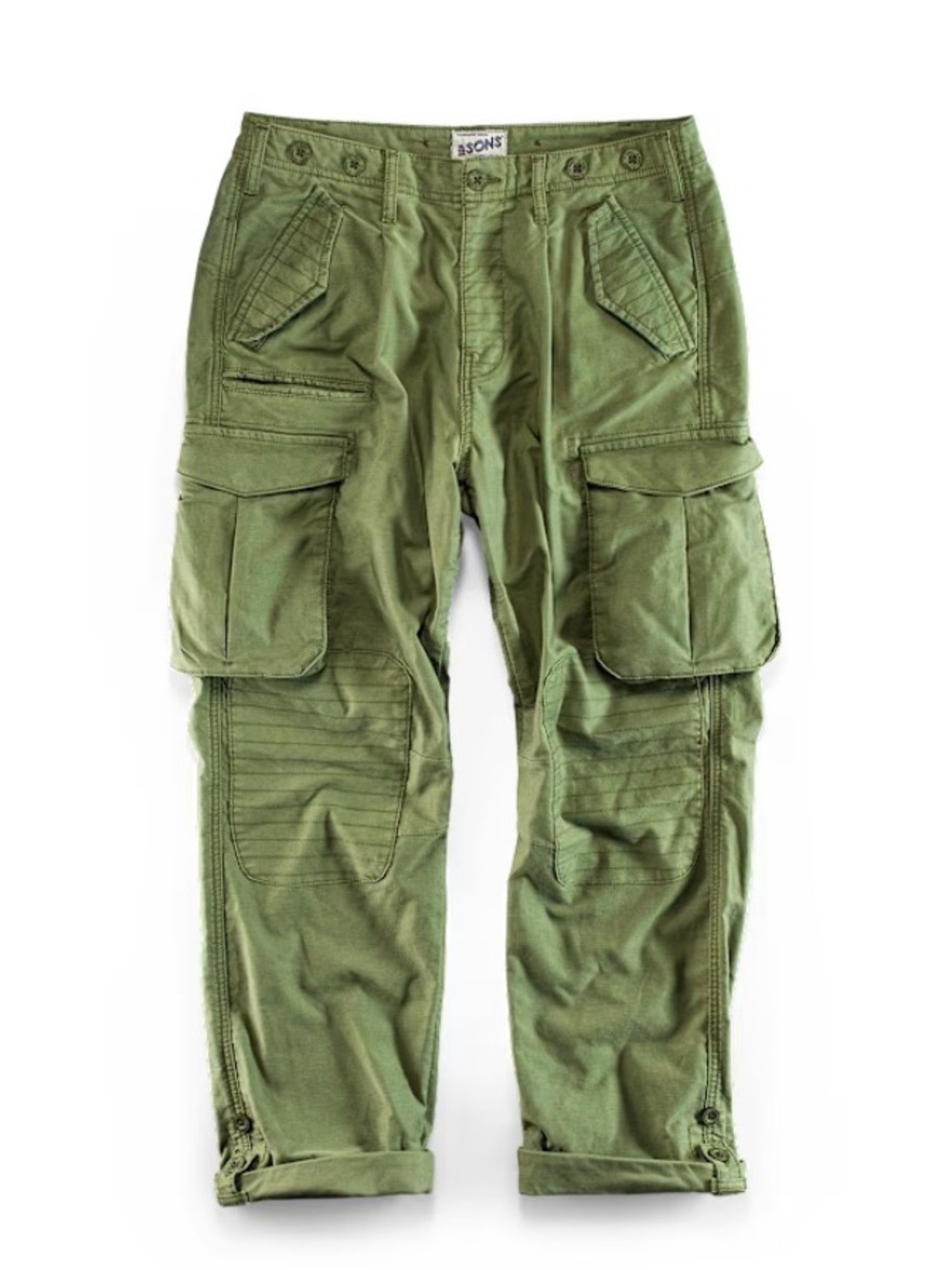 Men's Olive Green Utility Cargo Pants with Knee Panels